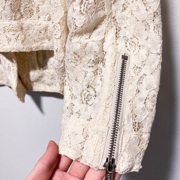 Cream Lace Biker Moto Jacket - Picture 13 of 16